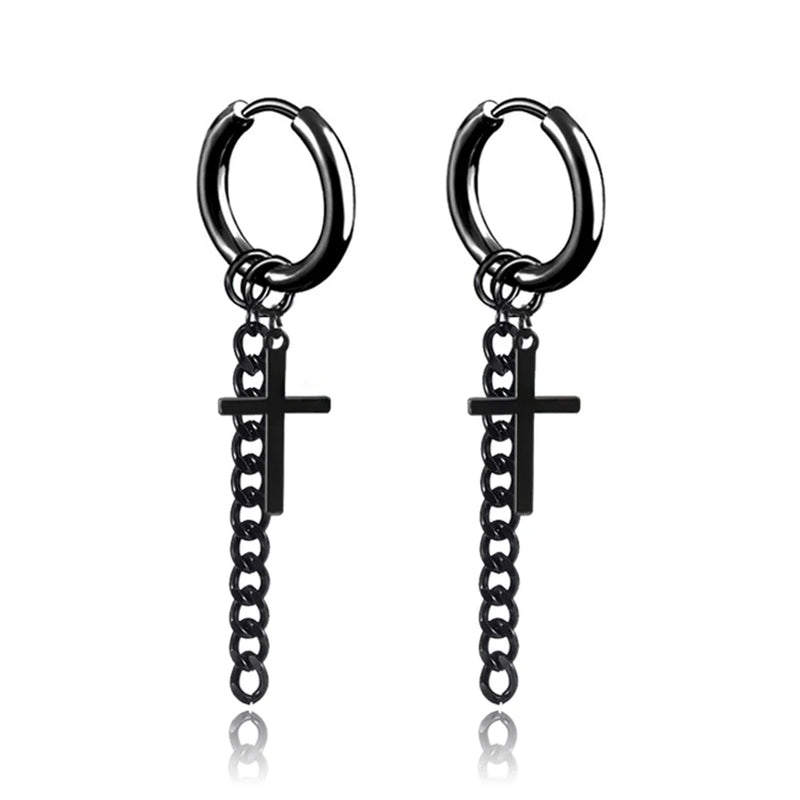 Punk Stainless Steel Stud Earrings Vintage Hip Hop