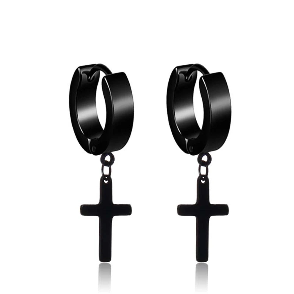 Punk Stainless Steel Stud Earrings Vintage Hip Hop