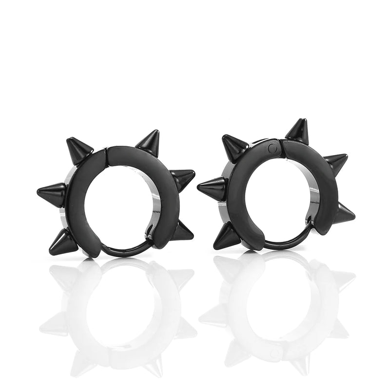 Gothic Spike Rivet Hoop Huggie Earrings