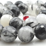 Quartz Rutilated 10mm 12mm Faceted Gemstone Beads for Silver 925 Jewelry