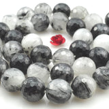 Quartz Rutilated 10mm 12mm Faceted Gemstone Beads for Silver 925 Jewelry