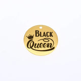Queen Charms Stainless Steel Charm African Woman Laser Engraved Pendant
