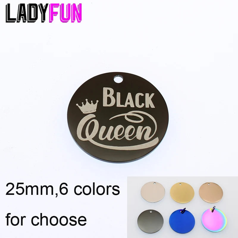 Queen Charms Stainless Steel Charm African Woman Laser Engraved Pendant