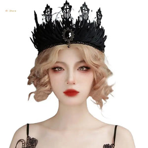 Queen Crown Goth Crown Witch Crown Headpiece Goth Headband Halloween