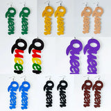 Queen Wood Africa Hollow Out Queen Letters Earrings