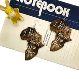 Queen Wood Africa Map Ankh Earring Vintage Party African Afro Jewelry