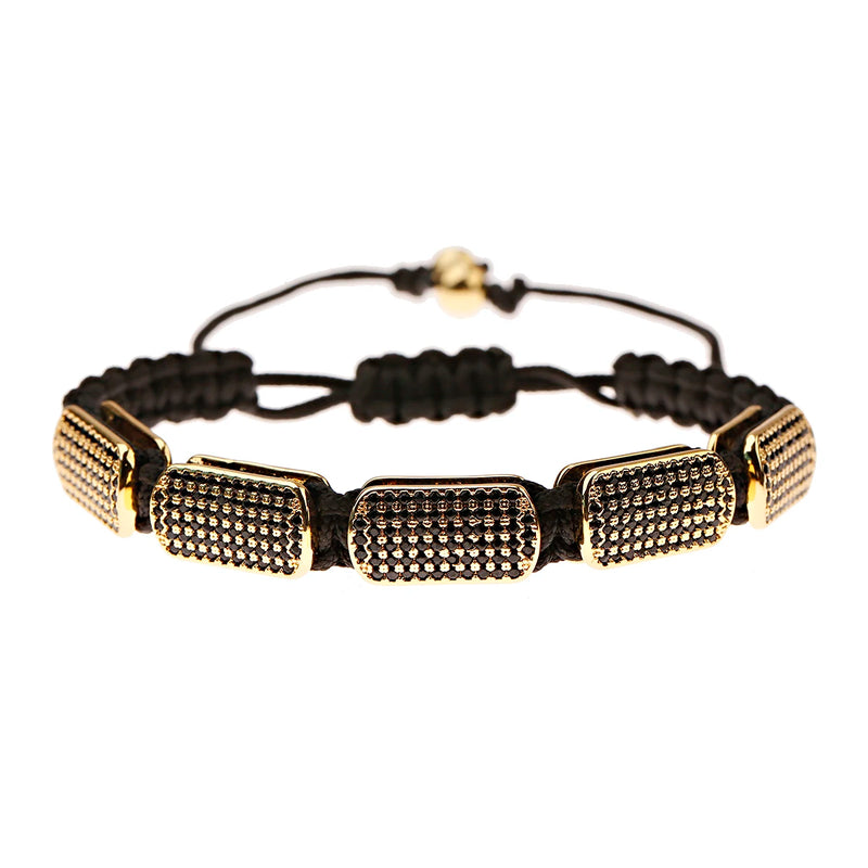 Zirconium Hand Braided Bracelet Copper Beads Classic Bangle