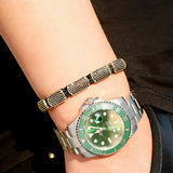 Zirconium Hand Braided Bracelet Copper Beads Classic Bangle