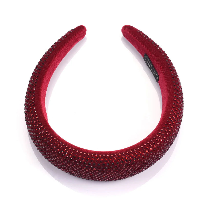 Red Rhinestone Hairband Wide Headwear Ladies Statement ZA Headbead