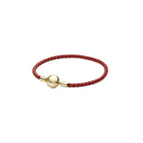 Red Leather Charms 925 Silver Bracelet for Women DIY Beads Making