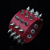 Red Long River Leather Bracelet Punk Rock Stage Adjustable