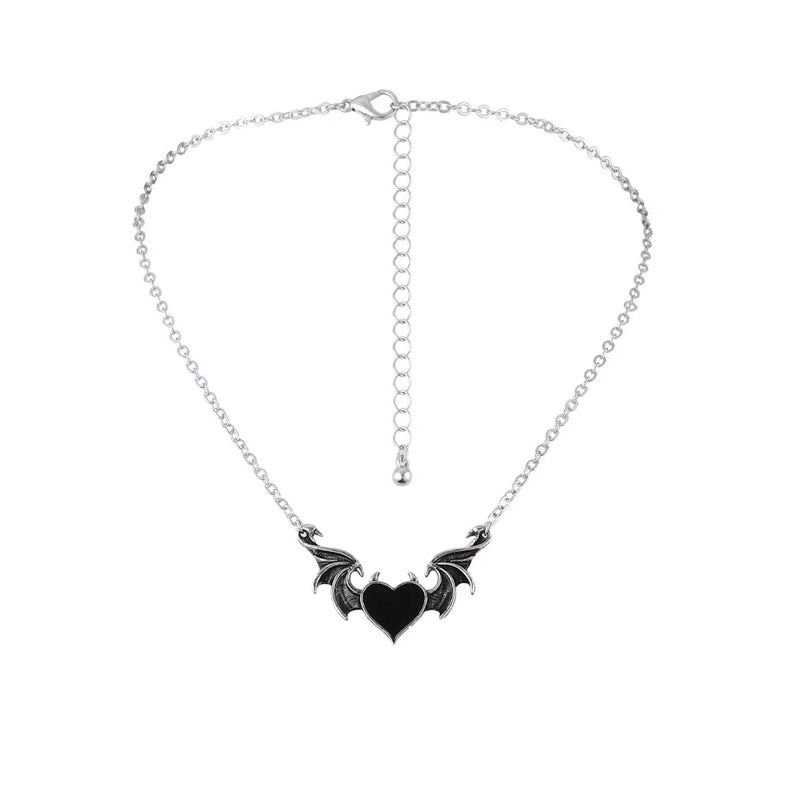 Red Love Pendant Necklace Bat Wing Necklaces
