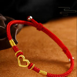 Red Rope Bracelet w/ 24k Love Pendant for Women