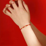 Red Rope Bracelet w/ 24k Love Pendant for Women