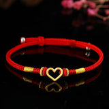 Red Rope Bracelet w/ 24k Love Pendant for Women