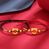 Red Rope Tiger Pendant Bracelet 24k Plated Bangle