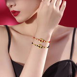 Red Rope Tiger Pendant Bracelet 24k Plated Bangle