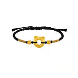 Red Rope Tiger Pendant Bracelet 24k Plated Bangle