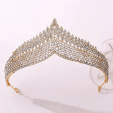 Retro Bridal Crown Headdress Wedding Princess Crown Golden Plated