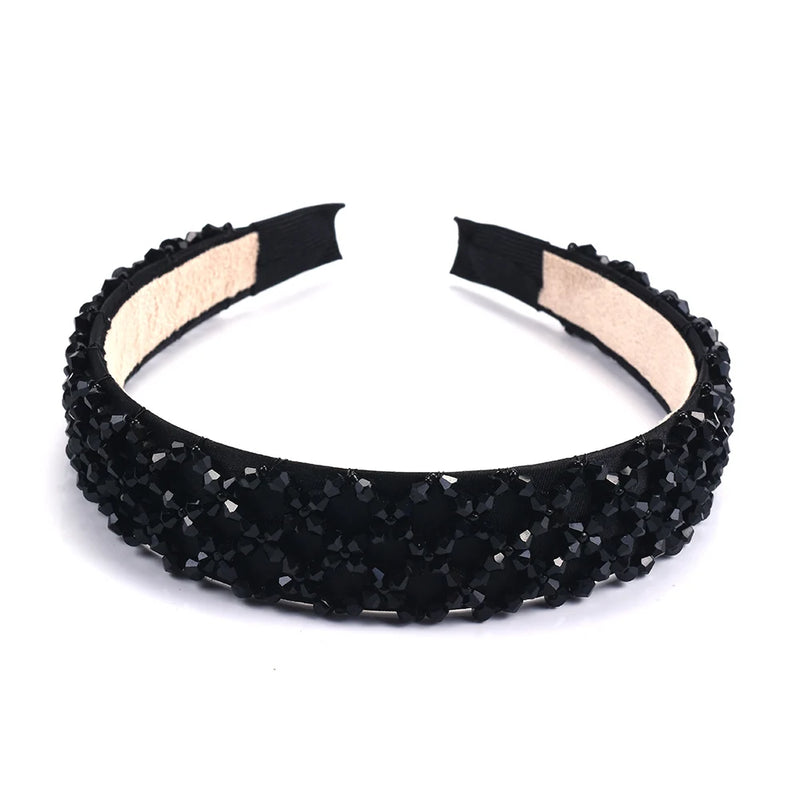 Rhinestone Wide Hairband Crystal Pearl Headband Wedding Hair Jewelry