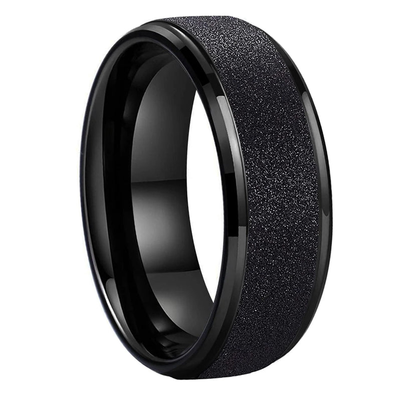 Tungsten Carbide Bands with Stepped Beveled Edges Domed 8mm