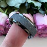Tungsten Carbide Bands with Stepped Beveled Edges Domed 8mm