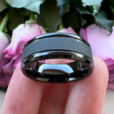 Tungsten Carbide Bands with Stepped Beveled Edges Domed 8mm