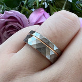 8mm Tungsten Carbide Ring Hammered Grooved Bands Comfort Fit