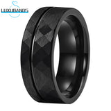 8mm Tungsten Carbide Ring Hammered Grooved Bands Comfort Fit