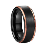 8mm Tungsten Wedding Ring Brushed Finish Stepped Edges Drop Comfort Fit