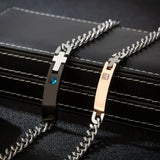 Rose Blank King Queen Stainless Steel Couple Bracelet Jewelry Gift