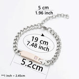 Rose Blank King Queen Stainless Steel Couple Bracelet Jewelry Gift