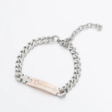 Rose Blank King Queen Stainless Steel Couple Bracelet Jewelry Gift