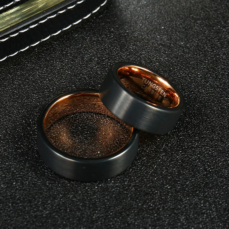 Rose Wedding Band Tungsten Ring 8mm Size 7 to 13