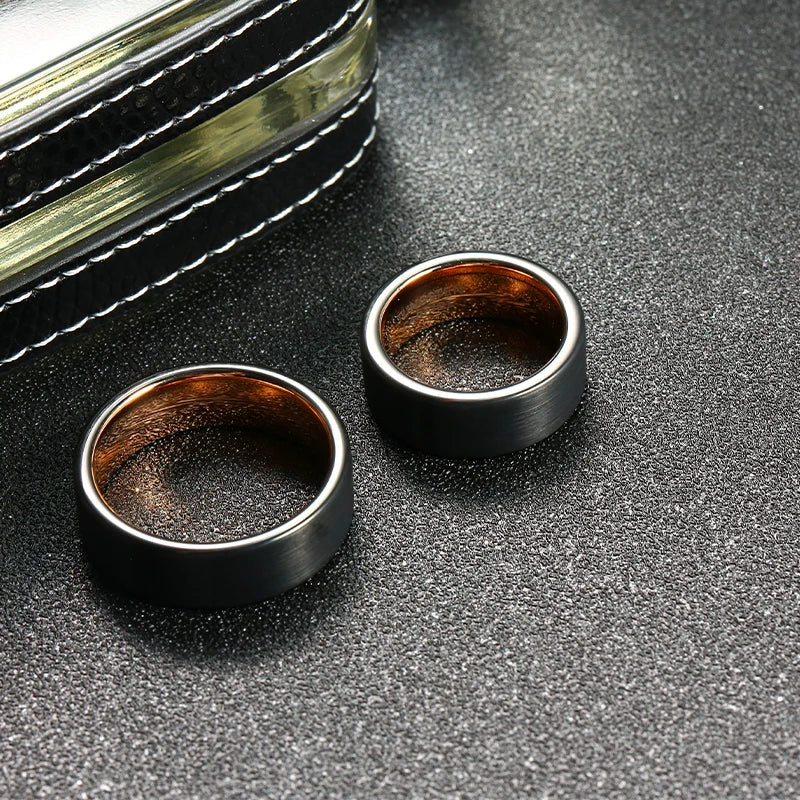 Rose Wedding Band Tungsten Ring 8mm Size 7 to 13