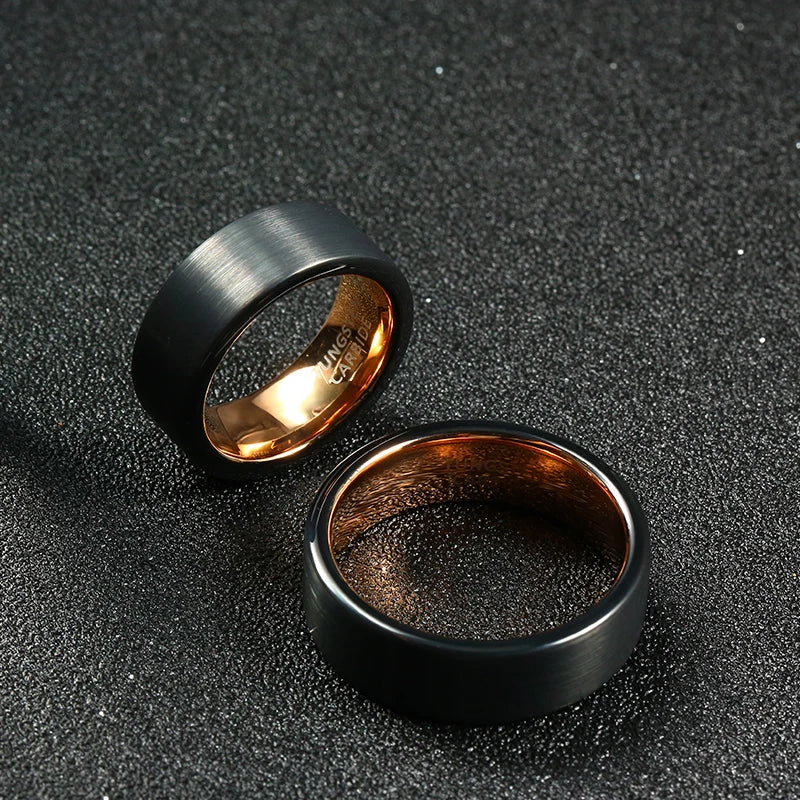 Rose Wedding Band Tungsten Ring 8mm Size 7 to 13
