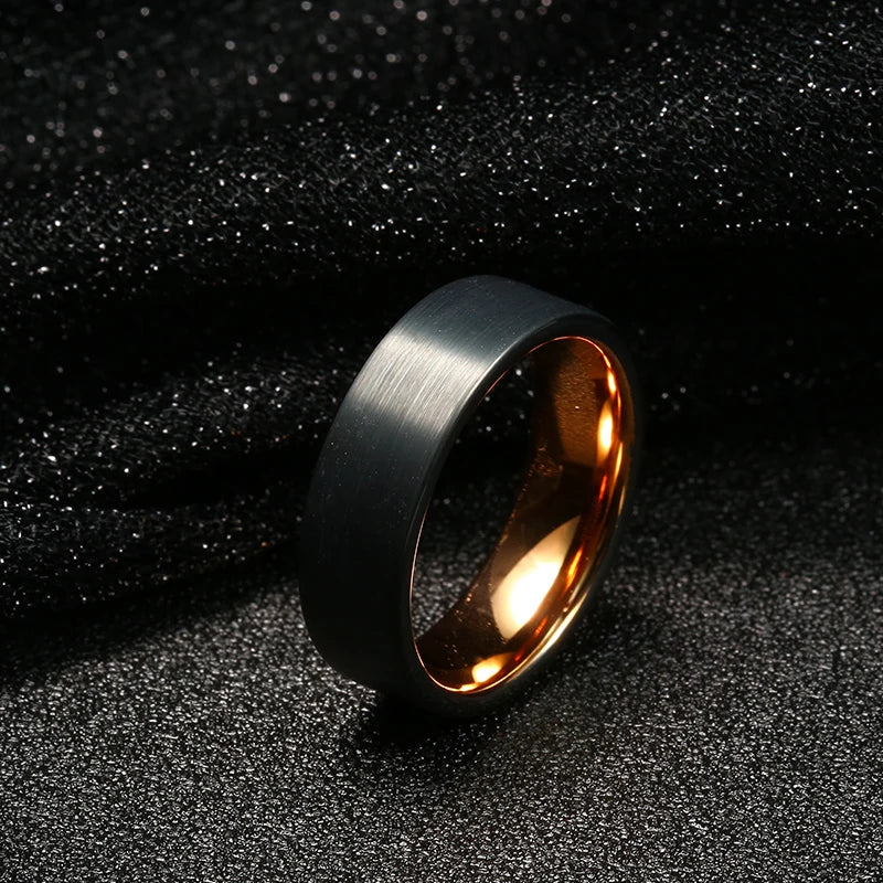 Rose Wedding Band Tungsten Ring 8mm Size 7 to 13