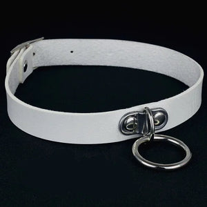 Round Leather Choker Necklace Women Metal Jewelry Punk Gothic Necklace
