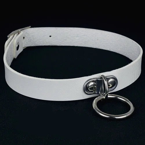 Round Leather Choker Necklace Women Metal Jewelry Punk Gothic Necklace