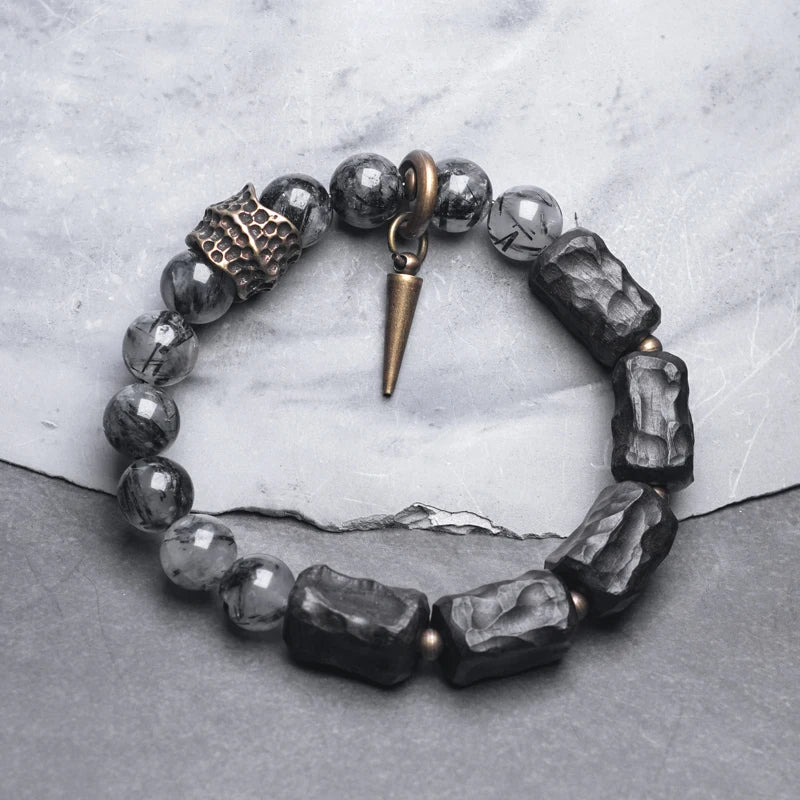 Rutilated Quartz Bracelet Dainty Crystals Ebony Health Unisex Jewelry