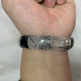 Rutilated Quartz Beads Bracelet Natural Gemstone Bangle Jewelry For Women