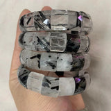 Rutilated Quartz Beads Bracelet Natural Gemstone Bangle Jewelry For Women