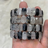 Rutilated Quartz Beads Bracelet Natural Gemstone Bangle Fine Jewelry