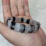 Rutilated Quartz Beads Bracelet Natural Gemstone Bangle Fine Jewelry