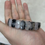 Rutilated Quartz Beads Bracelet Natural Gemstone Bangle Fine Jewelry
