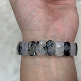 Rutilated Quartz Beads Bracelet Natural Gemstone Bangle Fine Jewelry