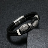 Scripture Sun Leather Bracelet for Men Multilayer Braided Rope Male Bracelet
