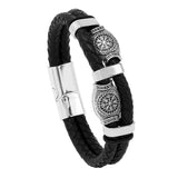Scripture Sun Leather Bracelet for Men Multilayer Braided Rope Male Bracelet
