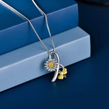 Sunflower Pendant Necklace for Women Bee Pendants Jewelry