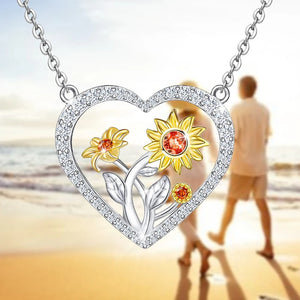 Sunflower Pendant Necklace Heart Jewelry Girls